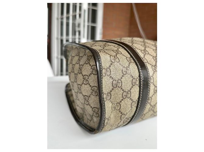 Borsa Gucci Jackie in tela monogram beige e pelle marrone - vista 11
