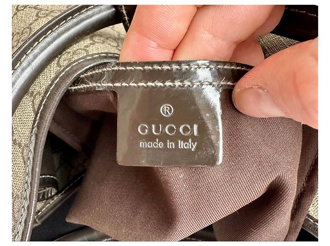 Borsa Gucci Jackie in tela monogram beige e pelle marrone - vista 13