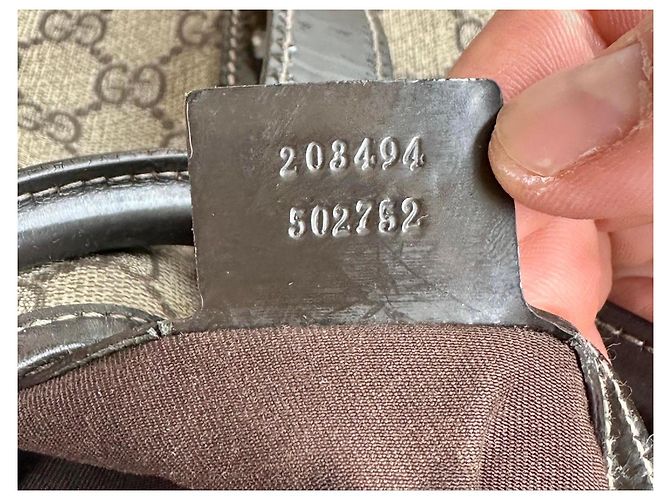 Borsa Gucci Jackie in tela monogram beige e pelle marrone - vista 14
