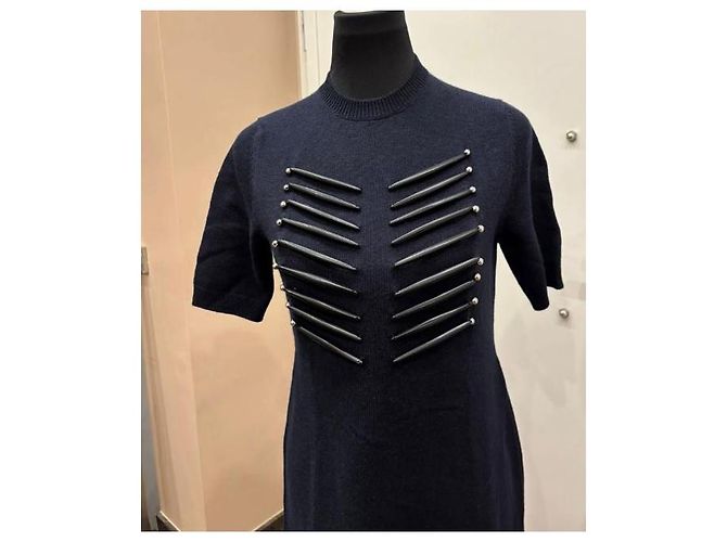 Abito in cashmere blu navy Louis Vuitton con decorazioni in borchie Blu scuro - vista 2