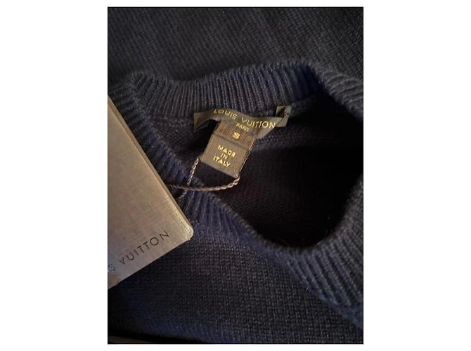 Abito in cashmere blu navy Louis Vuitton con decorazioni in borchie Blu scuro - vista 3