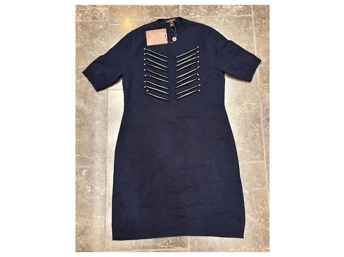 Abito in cashmere blu navy Louis Vuitton con decorazioni in borchie Blu scuro - vista 7
