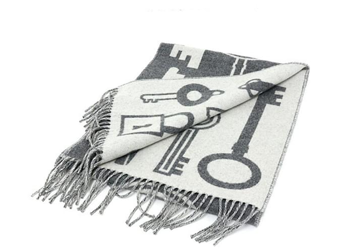 Sciarpa in cashmere grigia Hermès Marrone - vista 2