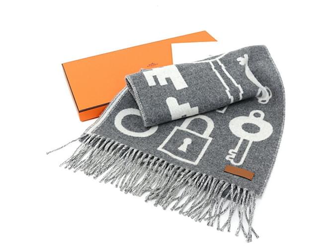 Sciarpa in cashmere grigia Hermès Marrone - vista 6