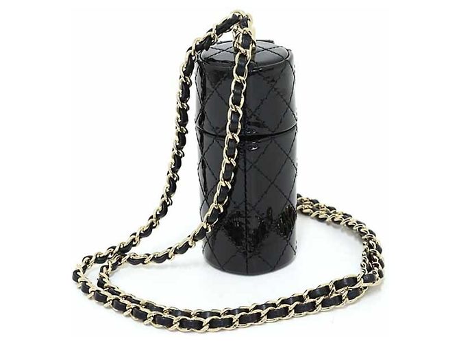 Estuche para labios con cadena matelassé de Chanel Negro - vista 3