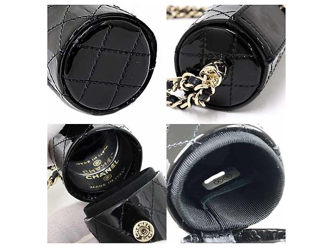Estuche para labios con cadena matelassé de Chanel Negro - vista 6