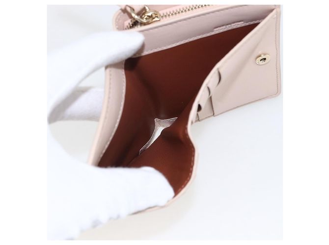 Chloé Portafoglio Compatto in Pelle Chloe Sense Rosa Oro Auth 149925V D'oro - vista 10