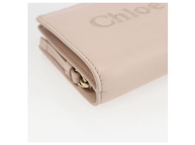 Chloé Portafoglio Compatto in Pelle Chloe Sense Rosa Oro Auth 149925V D'oro - vista 14
