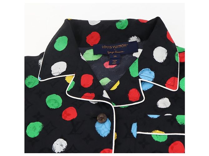 LOUIS VUITTON Seidenpyjama Monogram Eclipse LV x YK Schwarz LV Auth 168263M - Ansicht 4