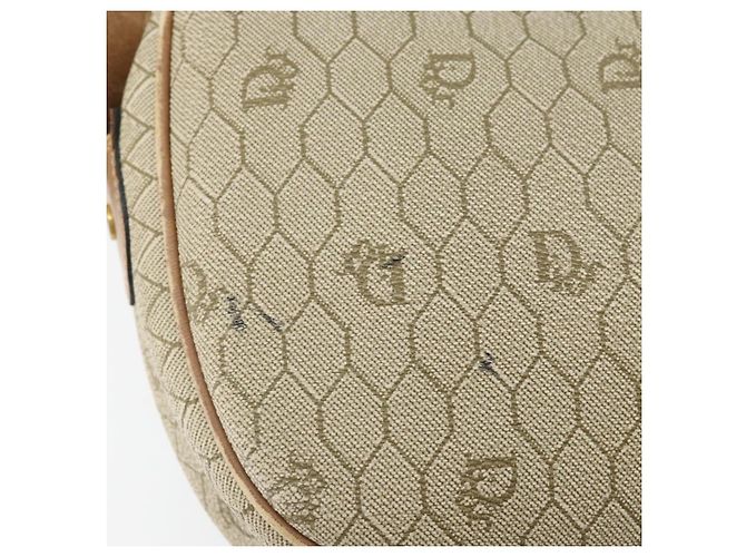 Borsa a Spalla in Tela Honeycomb PVC Beige Oro Auth 170997 Christian Dior D'oro - vista 10