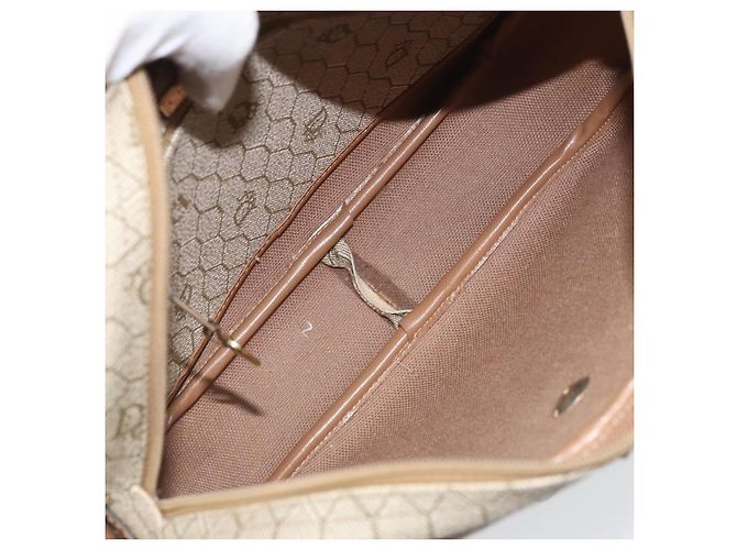 Borsa a Spalla in Tela Honeycomb PVC Beige Oro Auth 170997 Christian Dior D'oro - vista 12