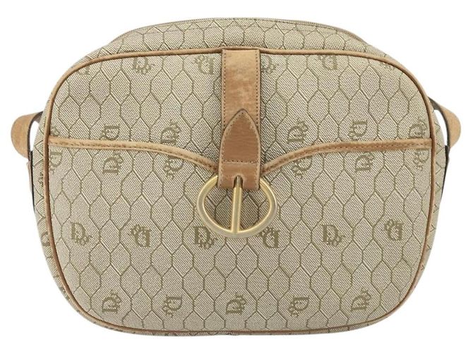 Borsa a Spalla in Tela Honeycomb PVC Beige Oro Auth 170997 Christian Dior D'oro - vista 13