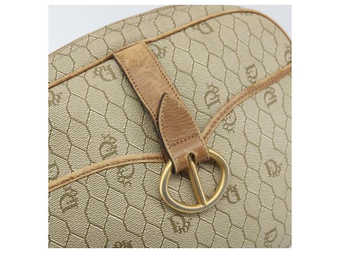 Borsa a Spalla in Tela Honeycomb PVC Beige Oro Auth 170997 Christian Dior D'oro - vista 17
