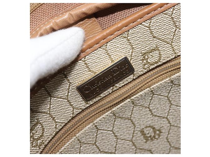 Borsa a Spalla in Tela Honeycomb PVC Beige Oro Auth 170997 Christian Dior D'oro - vista 18