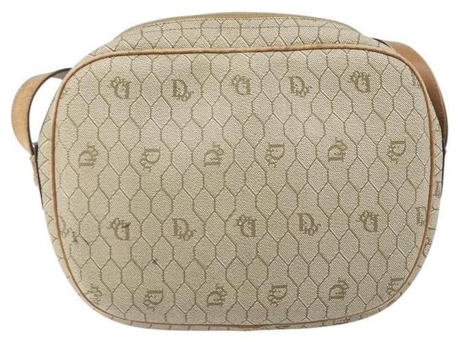 Borsa a Spalla in Tela Honeycomb PVC Beige Oro Auth 170997 Christian Dior D'oro - vista 2