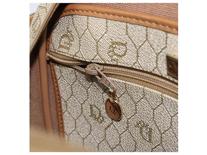Borsa a Spalla in Tela Honeycomb PVC Beige Oro Auth 170997 Christian Dior D'oro - vista 21
