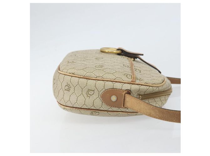 Borsa a Spalla in Tela Honeycomb PVC Beige Oro Auth 170997 Christian Dior D'oro - vista 3