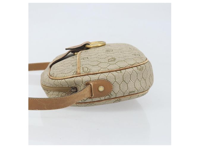 Borsa a Spalla in Tela Honeycomb PVC Beige Oro Auth 170997 Christian Dior D'oro - vista 4