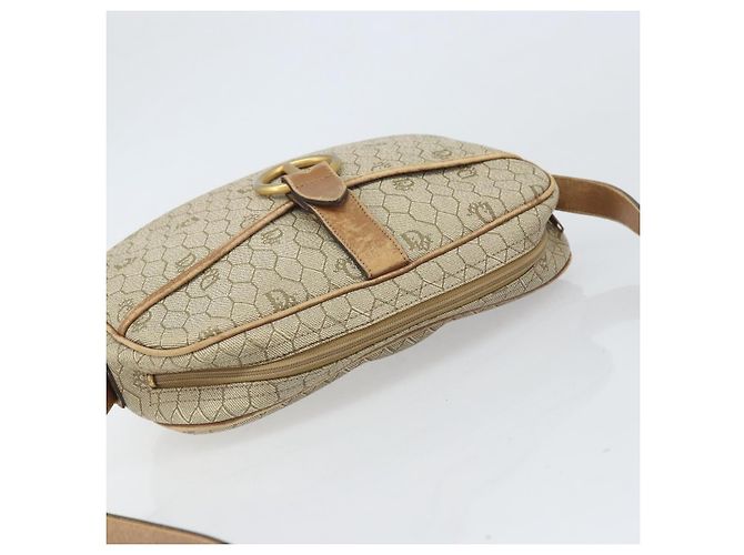 Borsa a Spalla in Tela Honeycomb PVC Beige Oro Auth 170997 Christian Dior D'oro - vista 6
