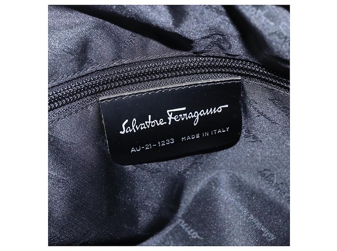 Borsa a mano Salvatore Ferragamo in nylon nero argento Auth BA10606 - vista 12