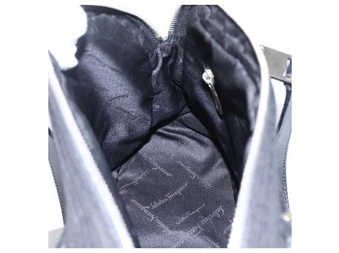 Borsa a mano Salvatore Ferragamo in nylon nero argento Auth BA10606 - vista 18