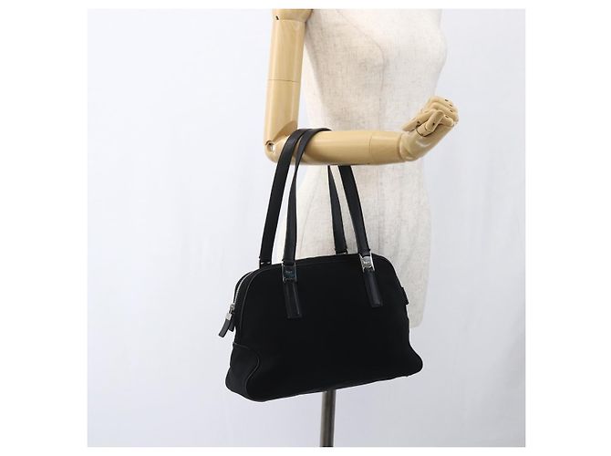 Borsa a mano Salvatore Ferragamo in nylon nero argento Auth BA10606 - vista 21