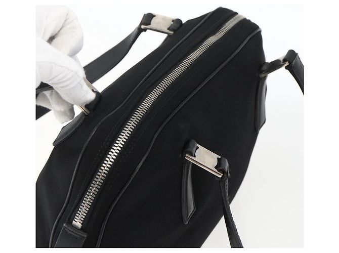 Borsa a mano Salvatore Ferragamo in nylon nero argento Auth BA10606 - vista 6