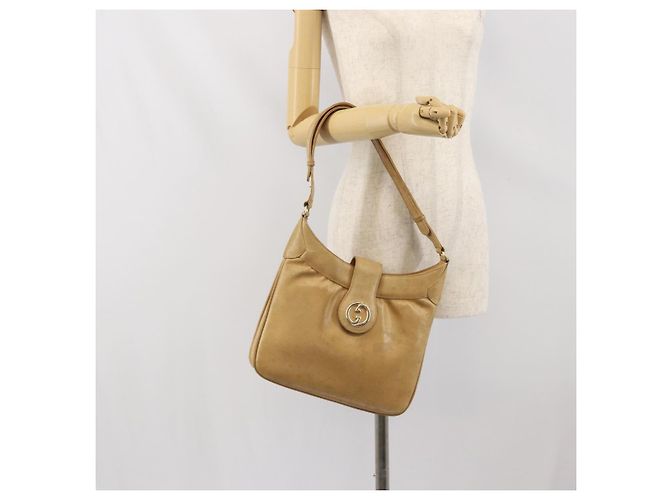 Borsa a Spalla in Pelle Beige Oro GUCCI 007 112 0094 Auth ti3745 D'oro - vista 22