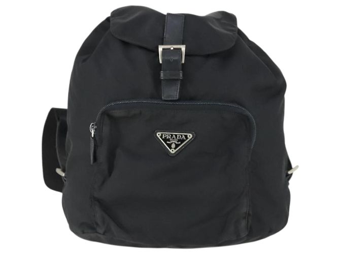 Mochila PRADA de nylon negra plateada auténtica 170313 Negro Plata - vista 13