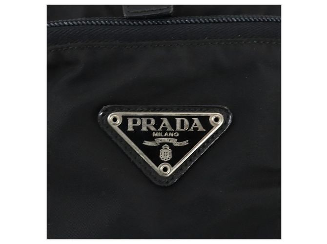 Mochila PRADA de nylon negra plateada auténtica 170313 Negro Plata - vista 19