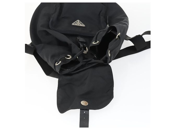 Mochila PRADA de nylon negra plateada auténtica 170313 Negro Plata - vista 21