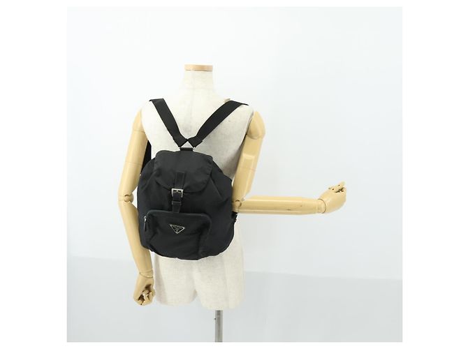 Mochila PRADA de nylon negra plateada auténtica 170313 Negro Plata - vista 27