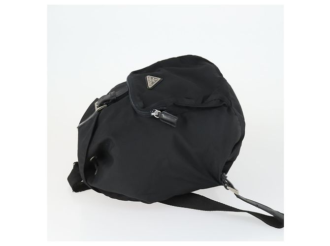 Mochila PRADA de nylon negra plateada auténtica 170313 Negro Plata - vista 4