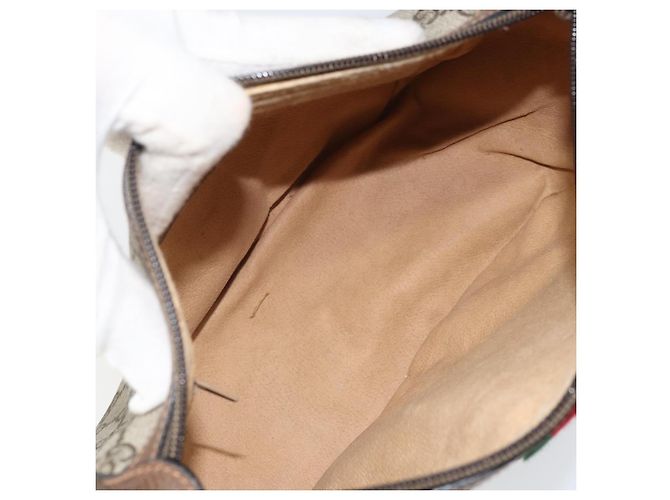 Borsa Sherry Line GG Supreme Web di GUCCI in PVC beige e oro 89 02 032 Auth 170109 D'oro - vista 10