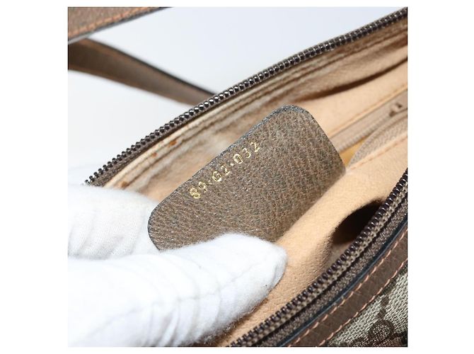 Borsa Sherry Line GG Supreme Web di GUCCI in PVC beige e oro 89 02 032 Auth 170109 D'oro - vista 12