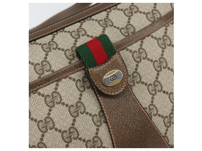 Borsa Sherry Line GG Supreme Web di GUCCI in PVC beige e oro 89 02 032 Auth 170109 D'oro - vista 18