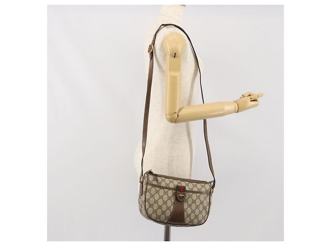 Borsa Sherry Line GG Supreme Web di GUCCI in PVC beige e oro 89 02 032 Auth 170109 D'oro - vista 24