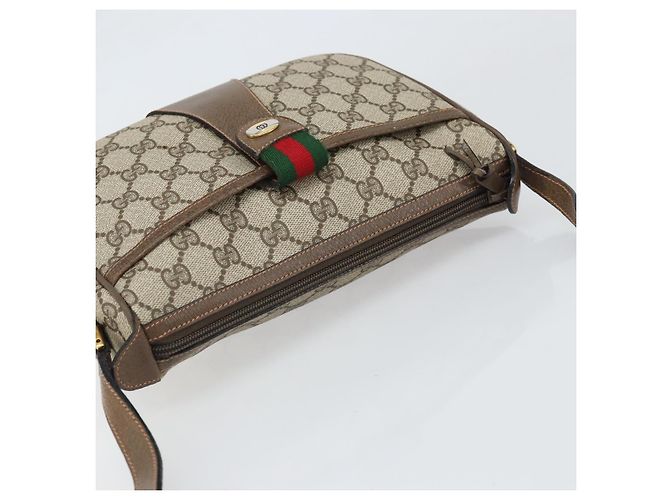 Borsa Sherry Line GG Supreme Web di GUCCI in PVC beige e oro 89 02 032 Auth 170109 D'oro - vista 6