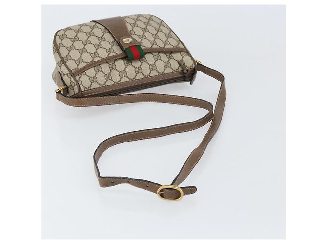 Borsa Sherry Line GG Supreme Web di GUCCI in PVC beige e oro 89 02 032 Auth 170109 D'oro - vista 7