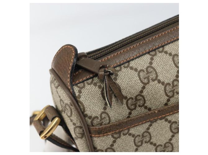 Borsa Sherry Line GG Supreme Web di GUCCI in PVC beige e oro 89 02 032 Auth 170109 D'oro - vista 9
