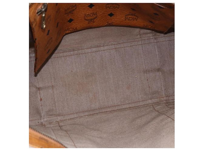 Borsa Tote Vicetos Logogram MCM in PVC Marrone Oro Auth BA10363 D'oro - vista 11