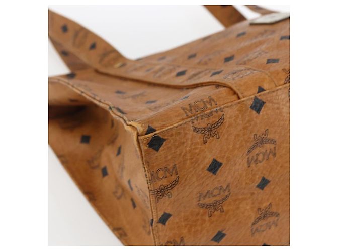 Borsa Tote Vicetos Logogram MCM in PVC Marrone Oro Auth BA10363 D'oro - vista 14