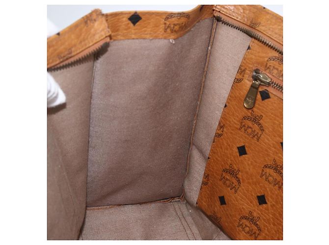 Borsa Tote Vicetos Logogram MCM in PVC Marrone Oro Auth BA10363 D'oro - vista 19