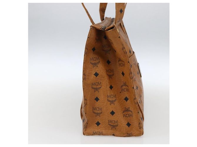 Borsa Tote Vicetos Logogram MCM in PVC Marrone Oro Auth BA10363 D'oro - vista 3