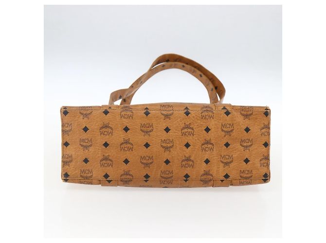 Borsa Tote Vicetos Logogram MCM in PVC Marrone Oro Auth BA10363 D'oro - vista 5