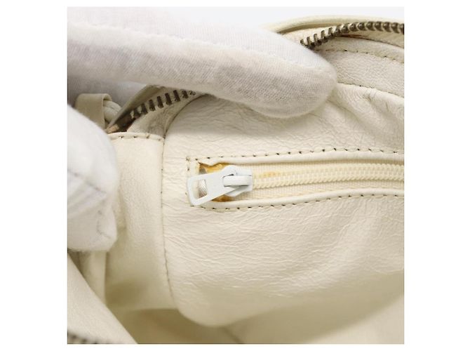 CHANEL Borsa a Spalla Matelassé Pelle Bianca Oro CC Auth BA10848 Bianco D'oro - vista 21
