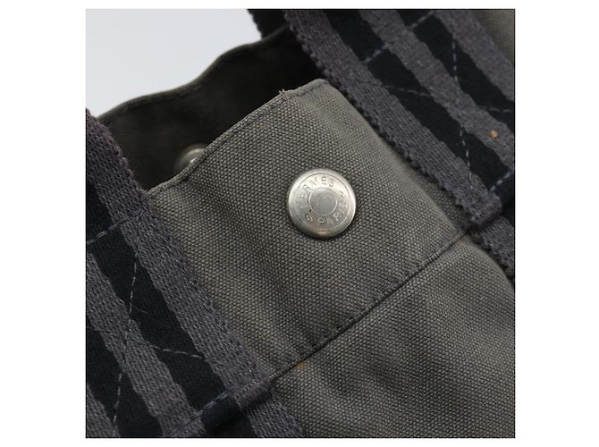 Hermès HERMES Fourre Tout PM Bolsa de Mano Lona Gris Plata Auth ti3712 Castaño - vista 10