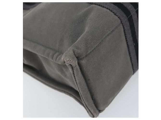 Hermès HERMES Fourre Tout PM Bolsa de Mano Lona Gris Plata Auth ti3712 Castaño - vista 14