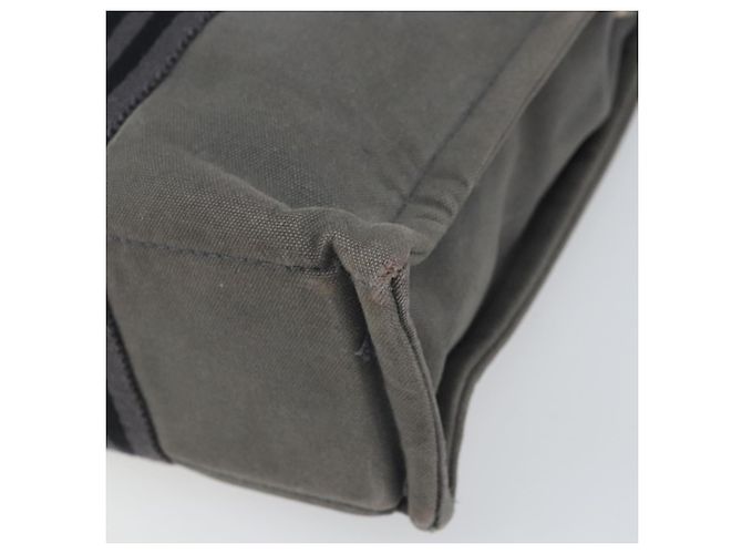 Hermès HERMES Fourre Tout PM Bolsa de Mano Lona Gris Plata Auth ti3712 Castaño - vista 9