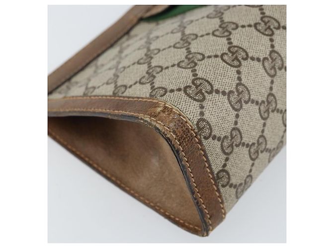 GUCCI GG Supreme Web Sherry Line Clutch Bag PVC Beige Rosso Auth ti3685 - vista 14